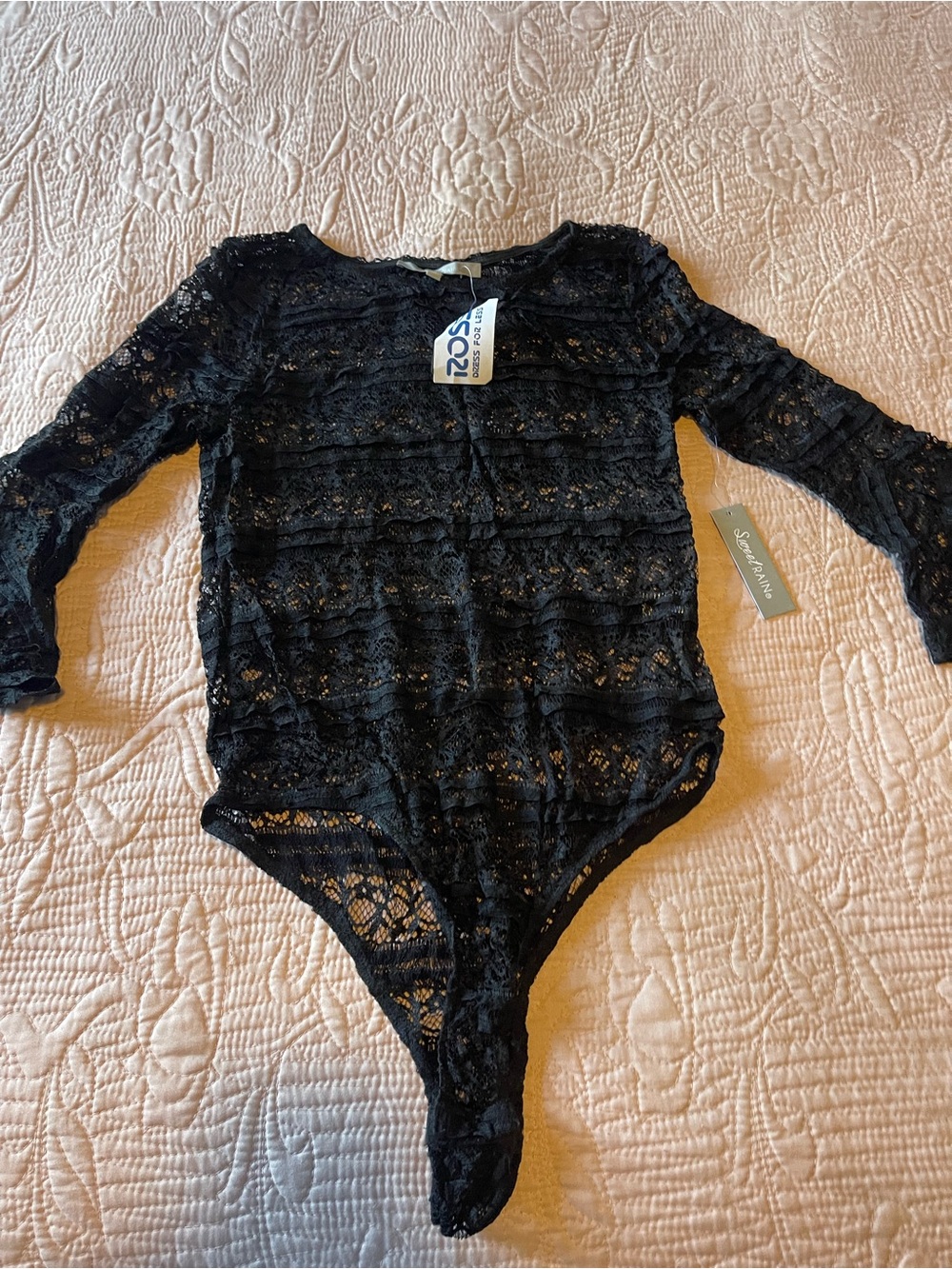 Sugar Black Lace Long-Sleeve Bodysuit